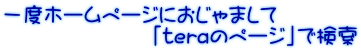 一度ホームページにおじゃまして 　　　　　　　「teraのページ」で検索